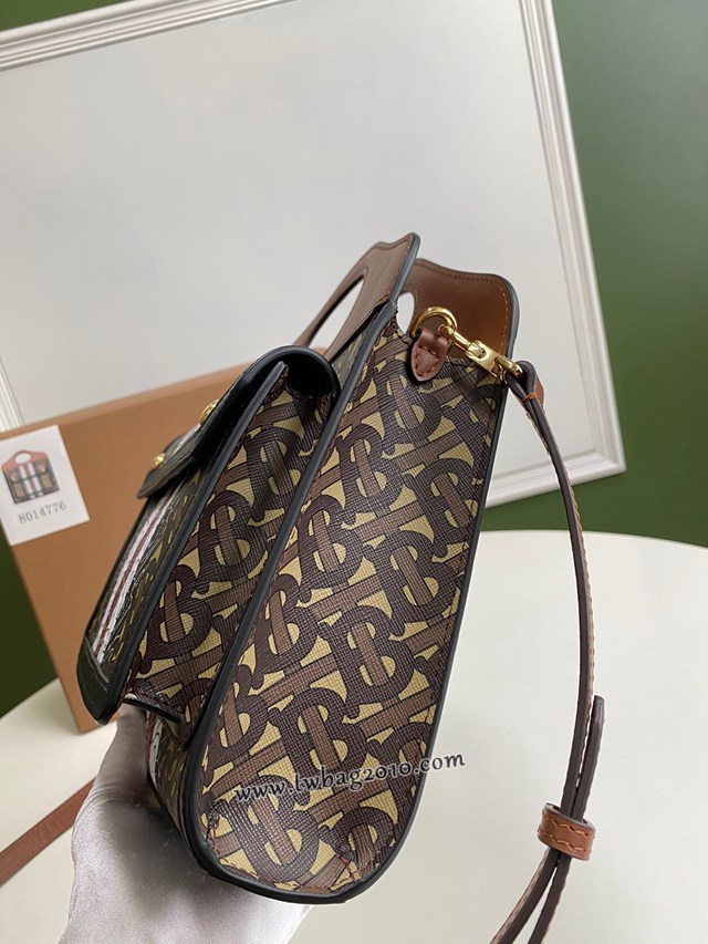 Burberry專門店新款小號撲克包 巴寶莉焦糖咖啡奶油白手提托特包 yxb1107